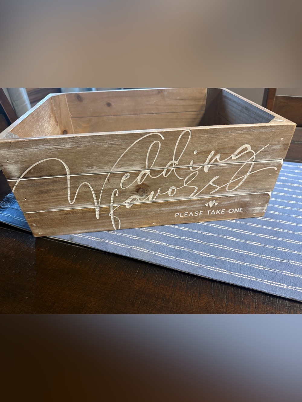 Rustic Brown Wooden 'Wedding Favors' Box - Brown